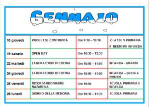 CalGennaio Calendario scolastico di Dicembre